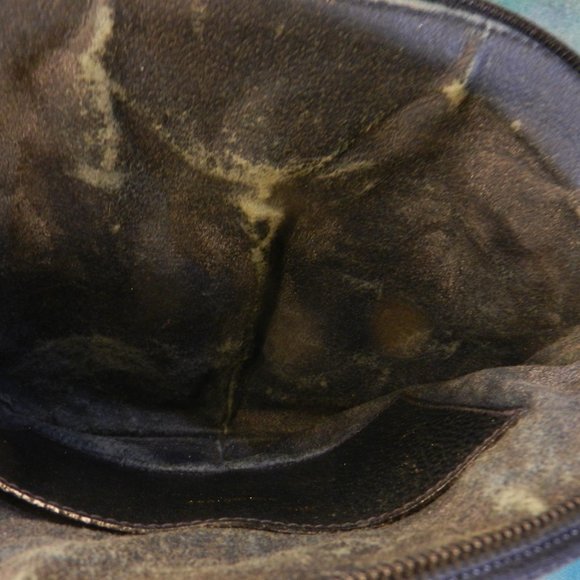 Gucci VTG collectible crossbody purse cream navy logo canvas curved shoulder bag - Picture 11 of 16